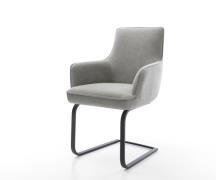 Freischwinger Heira-Flex mit Armlehnen Strukturstoff Soft Grau Freisch...