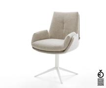 Drehstuhl Clea-Flex Webstoff Soft Beige Fußkreuz Weiß 360° drehbar Wip...