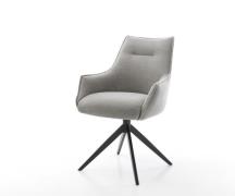 Drehstuhl Alja-Flex mit Armlehnen Strukturstoff Soft Grau Kreuzgestell...