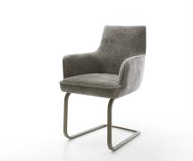 Freischwinger Heira-Flex mit Armlehnen Bouclé Soft Schlamm Freischwing...