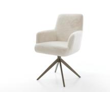 Drehstuhl Heira-Flex mit Armlehnen Plüsch Creme-Weiß Kreuzgestell brei...