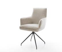 Esszimmerstuhl Heira-Flex mit Armlehnen Webstoff Soft Beige Kreuzgeste...