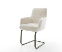 Freischwinger Heira-Flex mit Armlehnen Plüsch Creme-Weiß Freischwinger...