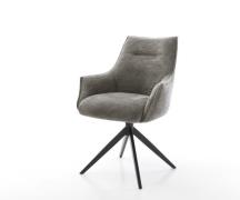 Drehstuhl Alja-Flex mit Armlehnen Bouclé Soft Schlamm Kreuzgestell bre...