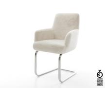 Freischwinger Heira-Flex mit Armlehnen Plüsch Creme-Weiß Freischwinger...