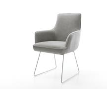 Esszimmerstuhl Heira-Flex mit Armlehnen Strukturstoff Soft Grau Kufeng...