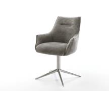 Drehstuhl Alja-Flex mit Armlehnen Bouclé Soft Schlamm Fußkreuz Edelsta...