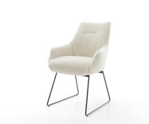 Esszimmerstuhl Alja-Flex mit Armlehnen Teddystoff Beige Kufengestell S...