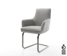 Freischwinger Heira-Flex mit Armlehnen Strukturstoff Soft Grau Freisch...