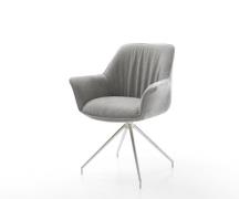 Esszimmerstuhl Keila-Flex mit Armlehnen Strukturstoff Soft Grau Kreuzg...