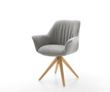 Drehstuhl Keila-Flex mit Armlehnen Strukturstoff Soft Grau Holzgestell...