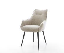 Esszimmerstuhl Alja-Flex mit Armlehnen Webstoff Soft Beige 4-Fuß konis...