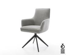 Drehstuhl Heira-Flex mit Armlehnen Strukturstoff Soft Grau Kreuzgestel...