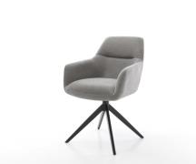 Drehstuhl Pejo-Flex Strukturstoff Soft Grau Kreuzgestell breit Schwarz...