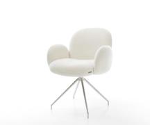 Esszimmerstuhl Nube-Flex mit Armlehnen Bouclé Soft Beige Kreuzgestell ...