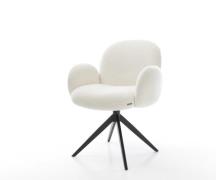 Drehstuhl Nube-Flex mit Armlehnen Bouclé Soft Beige Kreuzgestell breit...