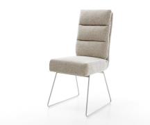 Esszimmerstuhl Pela-Flex Webstoff Soft Beige Kufengestell Edelstahl Ta...