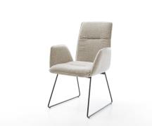 Esszimmerstuhl Vinja-Flex Webstoff Soft Beige Kufengestell Schwarz