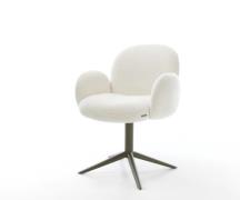 Drehstuhl Nube-Flex mit Armlehnen Bouclé Soft Beige Fußkreuz Effektfin...