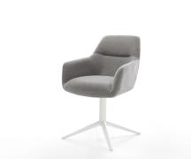 Drehstuhl Pejo-Flex Strukturstoff Soft Grau Fußkreuz Weiß 360° drehbar...