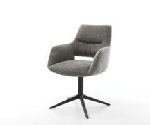 Drehstuhl Yago-Flex mit Armlehnen Bouclé Soft Schlamm Fußkreuz Schwarz...