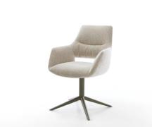 Drehstuhl Yago-Flex mit Armlehnen Webstoff Soft Beige Fußkreuz Effektf...