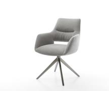 Drehstuhl Yago-Flex mit Armlehnen Strukturstoff Soft Grau Kreuzgestell...