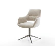 Drehstuhl Yago-Flex mit Armlehnen Webstoff Soft Beige Fußkreuz Graphit...