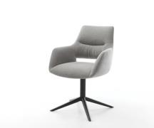 Drehstuhl Yago-Flex mit Armlehnen Strukturstoff Soft Grau Fußkreuz Sch...