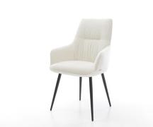 Esszimmerstuhl Zelia-Flex mit Armlehnen Bouclé Soft Beige 4-Fuß konisc...