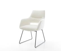 Esszimmerstuhl Yago-Flex mit Armlehnen Bouclé Soft Beige Kufengestell ...