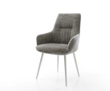 Esszimmerstuhl Zelia-Flex mit Armlehnen Bouclé Soft Schlamm 4-Fuß koni...