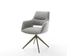 Drehstuhl Yago-Flex mit Armlehnen Strukturstoff Soft Grau Kreuzgestell...