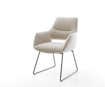 Esszimmerstuhl Yago-Flex mit Armlehnen Webstoff Soft Beige Kufengestel...