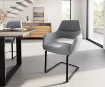 Freischwinger Yago-Flex mit Armlehnen Strukturstoff Hellgrau Freischwi...