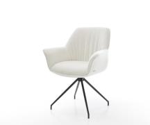 Esszimmerstuhl Keila-Flex mit Armlehnen Bouclé Soft Beige Kreuzgestell...