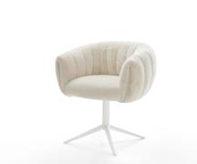 Drehstuhl Jada-Flex Plüsch Creme-Weiß Fußkreuz Weiß 360° drehbar Wippf...