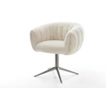 Drehstuhl Jada-Flex Plüsch Creme-Weiß Fußkreuz Graphit 360° drehbar Wi...