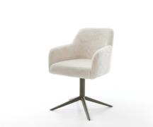 Drehstuhl Greg-Flex Plüsch Creme-Weiß Fußkreuz Effektfinish Titan 360°...