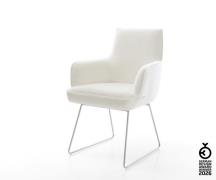 Esszimmerstuhl Heira-Flex mit Armlehnen Bouclé Soft Beige Kufengestell...