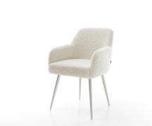 Esszimmerstuhl Greg-Flex Teddystoff Beige 4-Fuß konisch Edelstahl Tasc...