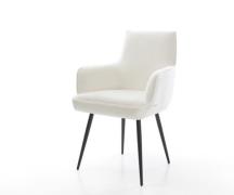 Esszimmerstuhl Heira-Flex mit Armlehnen Bouclé Soft Beige 4-Fuß konisc...