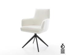 Drehstuhl Heira-Flex mit Armlehnen Bouclé Soft Beige Kreuzgestell brei...