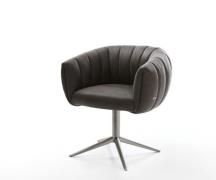 Drehstuhl Jada-Flex Mikrofaser Anthrazit Vintage Fußkreuz Graphit 360°...