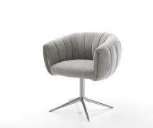 Drehstuhl Jada-Flex Strukturstoff Soft Grau Fußkreuz Edelstahl 360° dr...