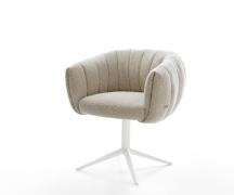 Drehstuhl Jada-Flex Webstoff Soft Beige Fußkreuz Weiß 360° drehbar Wip...