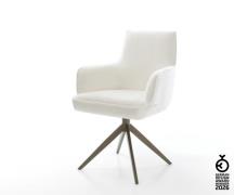 Drehstuhl Heira-Flex mit Armlehnen Bouclé Soft Beige Kreuzgestell brei...