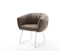 Esszimmerstuhl Jada-Flex Mikrofaser Taupe Vintage Kufengestell Edelsta...