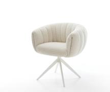 Drehstuhl Jada-Flex Teddystoff Beige Kreuzgestell breit Weiß 360° dreh...