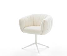 Drehstuhl Jada-Flex Bouclé Weiß Fußkreuz Weiß 360° drehbar Wippfunktio...